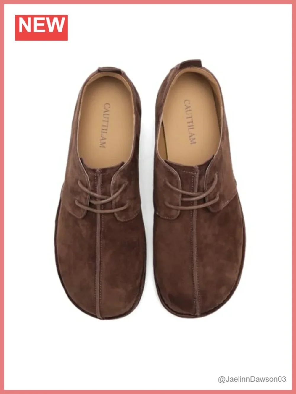 Women's Suede Oxford Flats with Arch Support Lace-Up Round Toe Walking Shoes